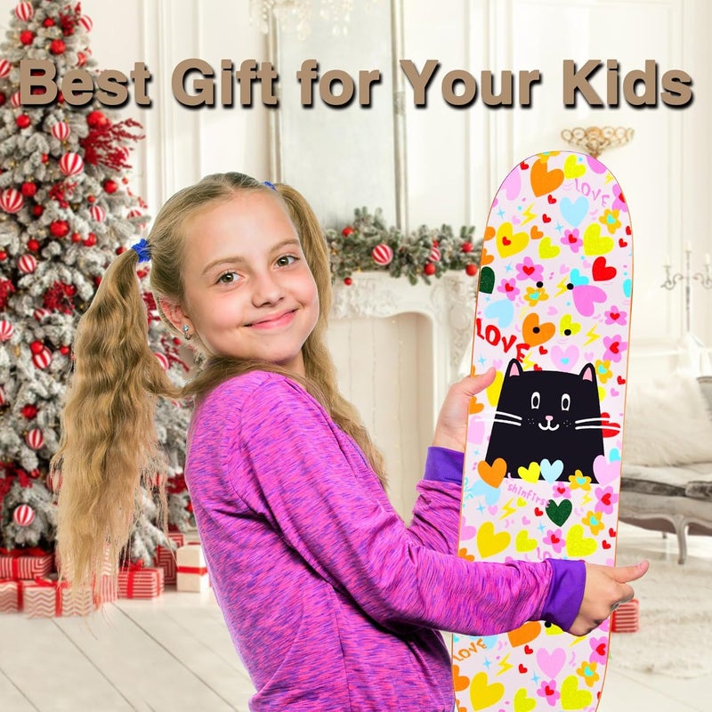TOUTSEUL Skateboards for Beginners Kids Boys Girls Teens and Adults, 31 Inch Complete Standard Skateboards with 7-Layer Maple Double Kick Deck Unicorn and Skull Design - Image 2